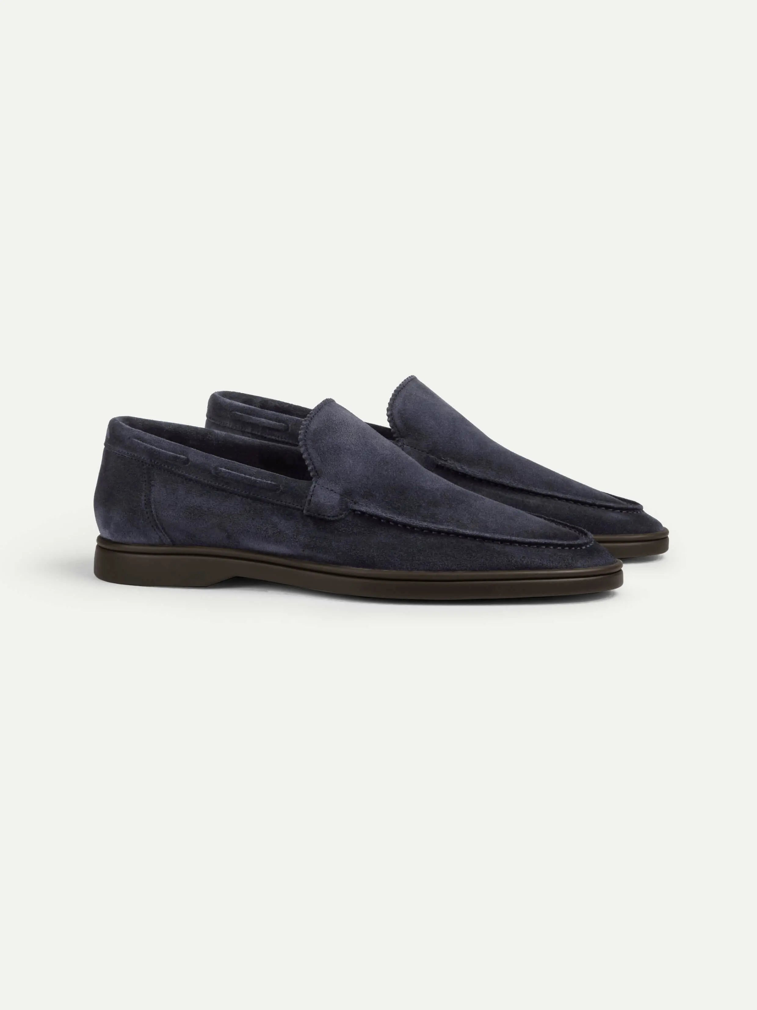 Two-Tone Navy Loafers – Luxury Suede Loafers Maseer
