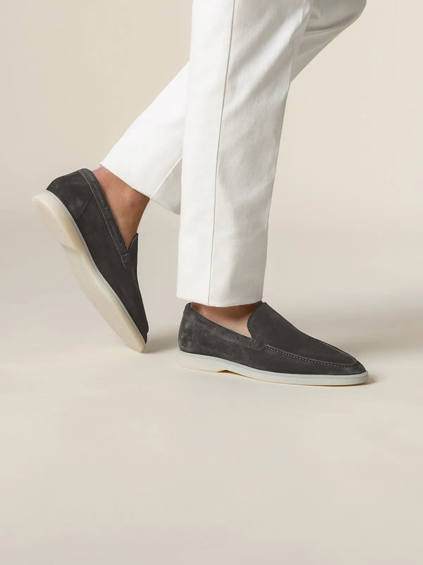 Dark Grey Loafers – Elegant Suede Loafers Maseer