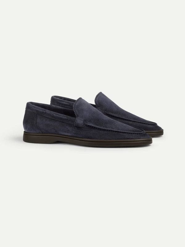 Two-Tone Navy Loafers – Luxury Suede Loafers Maseer